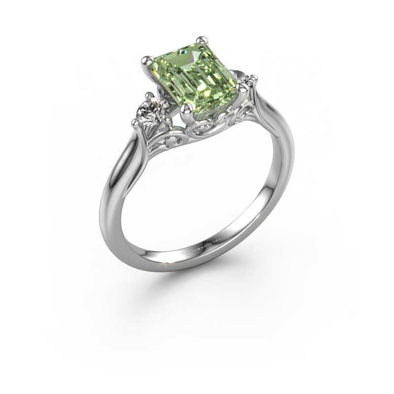 Bild von Verlobungsring Laurian EME 950 Platin Grüner Labor-Diamant 8x6 mm