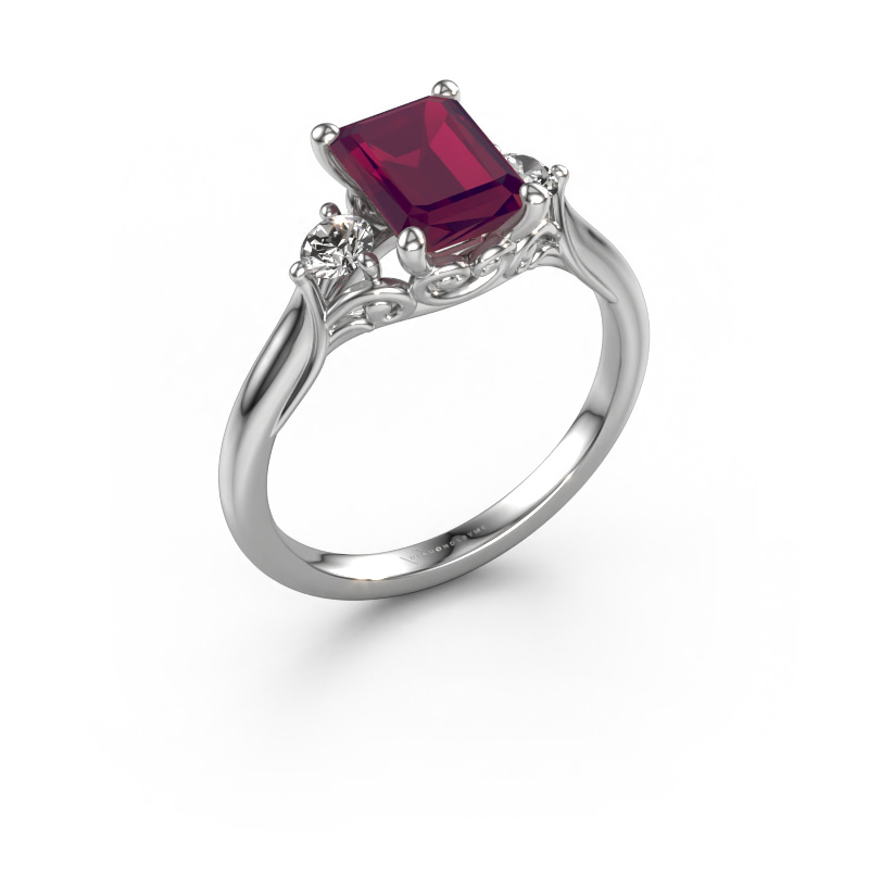 Image of Engagement ring Laurian EME 950 platinum Rhodolite 8x6 mm