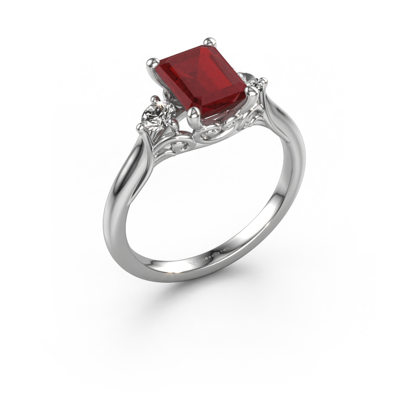 Image of Engagement ring Laurian EME 950 platinum Ruby 8x6 mm
