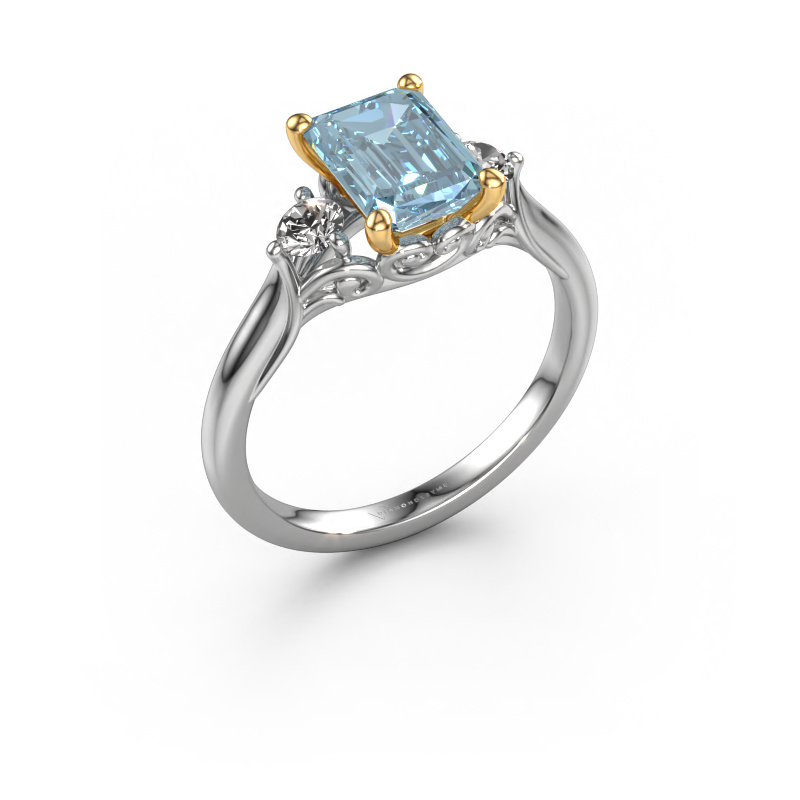Bild von Verlobungsring Laurian EME 585 Weißgold Blauer Labordiamant 8x6 mm