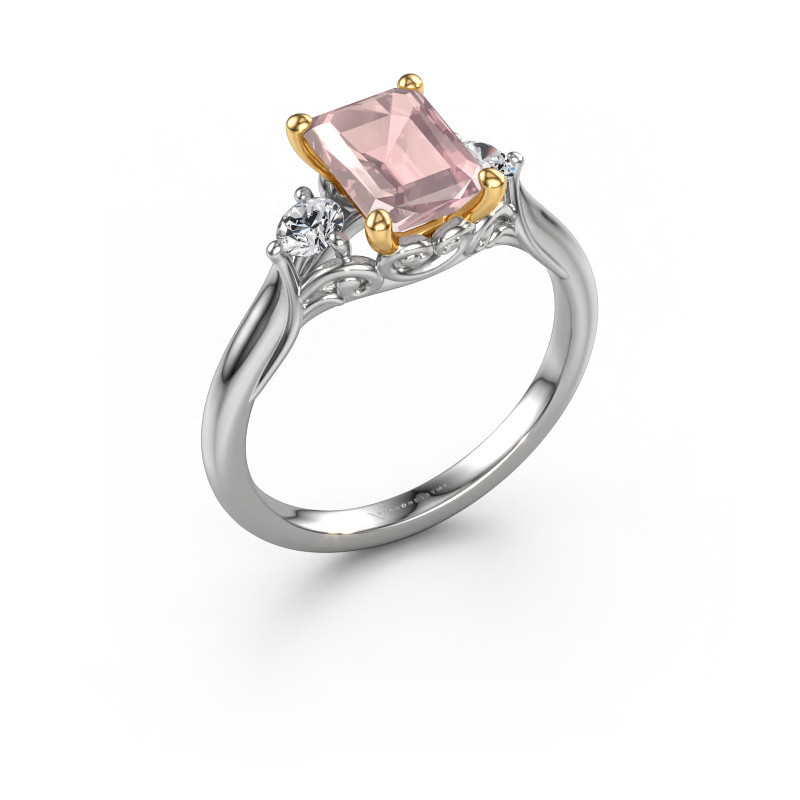 Image of Engagement ring Laurian EME 585 white gold Morganite champagne 8x6 mm