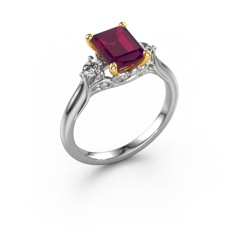 Image of Engagement ring Laurian EME 585 white gold Rhodolite 8x6 mm