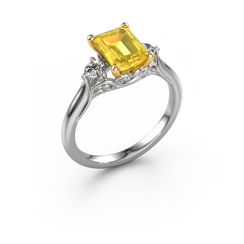 Bild von Verlobungsring Laurian EME 585 Weißgold Gelb Saphir 8x6 mm