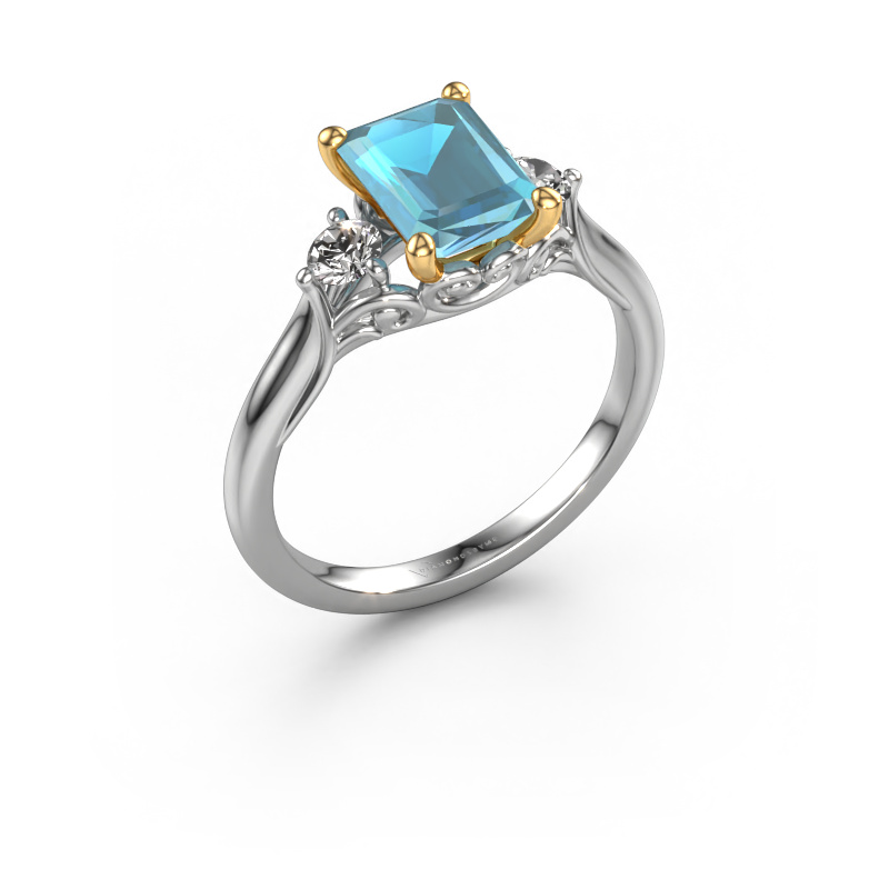 Bild von Verlobungsring Laurian EME 585 Weißgold Blau Topas 8x6 mm