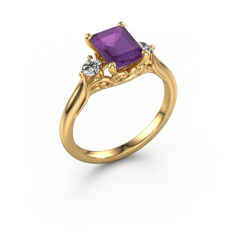 Image of Engagement ring Laurian EME 585 gold Amethyst 8x6 mm