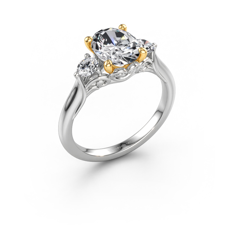 Afbeelding van Verlovingsring Laurian OVL 585 witgoud Lab-grown diamant 2.10 crt
