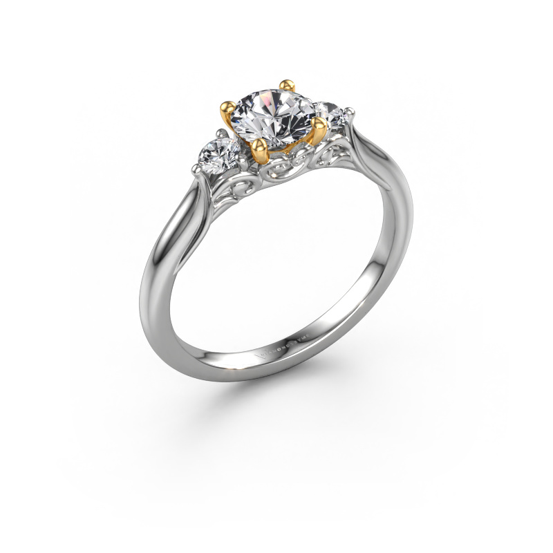 Image de Bague de fiançailles Laurian RND 585 or blanc Diamant 0.900 crt