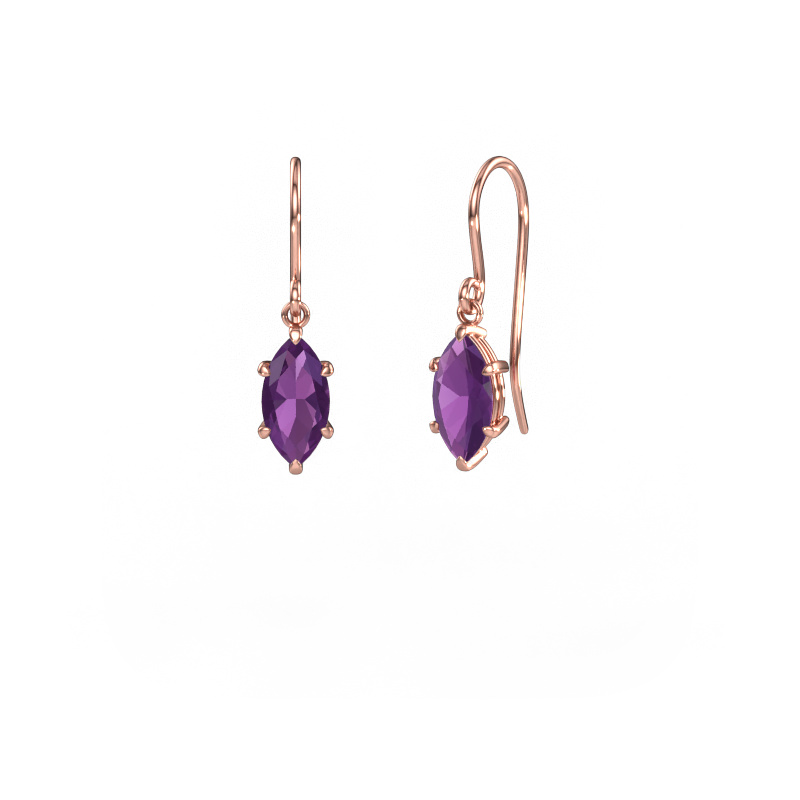 Image of Drop earrings Laurie MRQ 1 585 rose gold Amethyst 10x5 mm