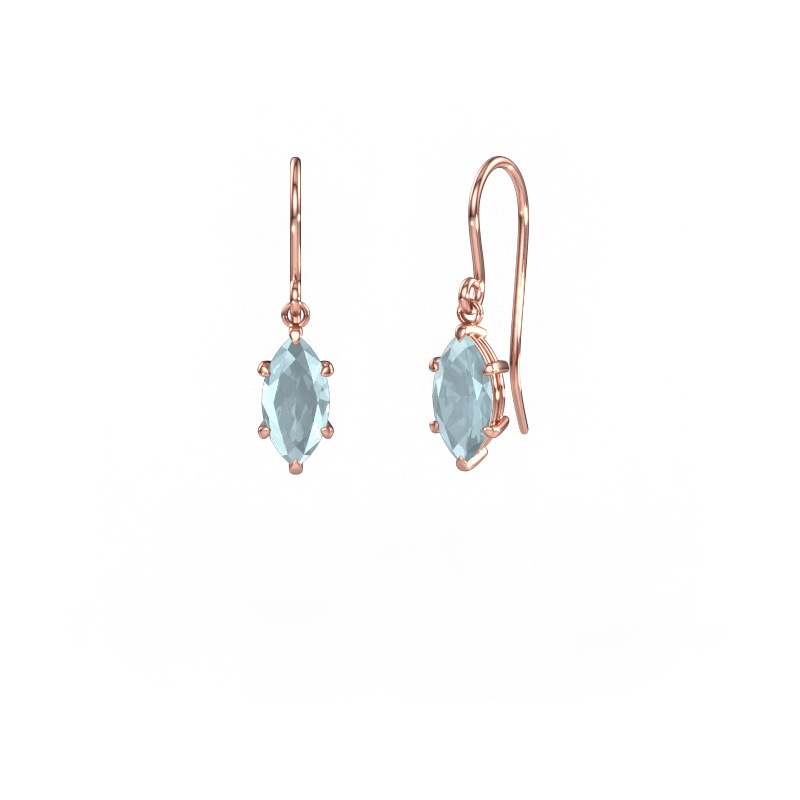 Image de Pendants d'oreilles Laurie MRQ 1 585 or rose Aigue-marine 10x5 mm