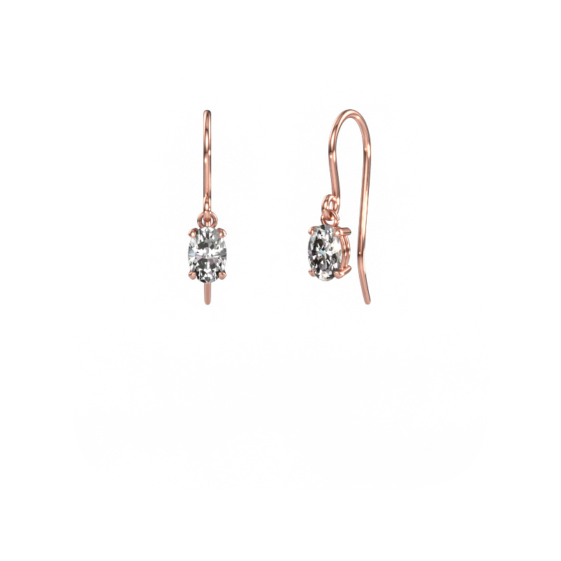 Image of Drop earrings Laurie OVL 1 585 rose gold Diamond 0.80 crt