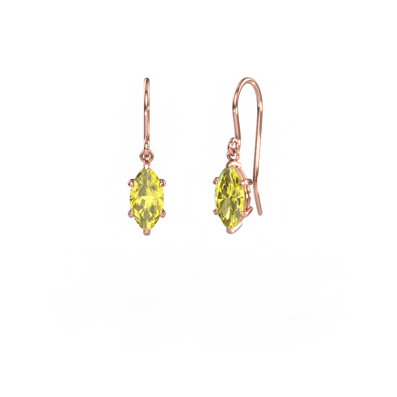 Image of Drop earrings Laurie MRQ 1 585 rose gold Yellow lab grown diamond 10x5 mm