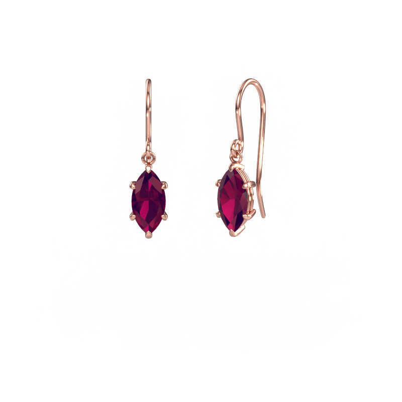 Image of Drop earrings Laurie MRQ 1 585 rose gold Rhodolite 10x5 mm