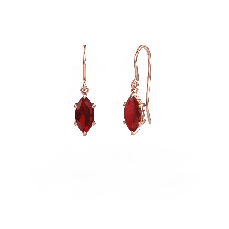 Image of Drop earrings Laurie MRQ 1 585 rose gold Ruby 10x5 mm