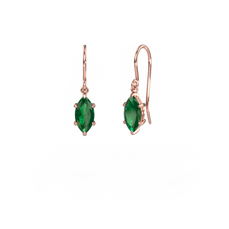Image of Drop earrings Laurie MRQ 1 585 rose gold Emerald 10x5 mm