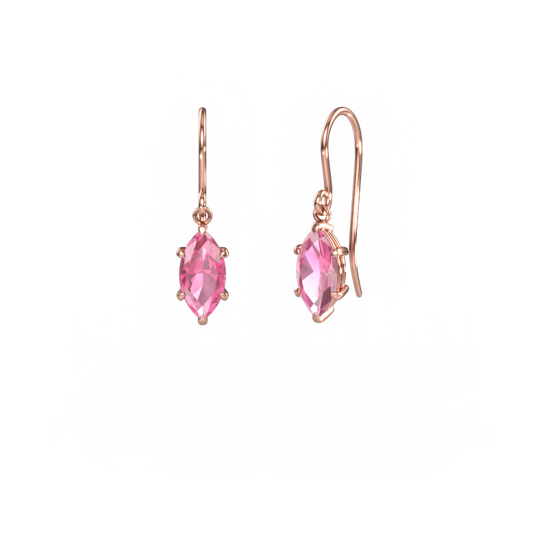 Image of Drop earrings Laurie MRQ 1 585 rose gold Pink sapphire 10x5 mm