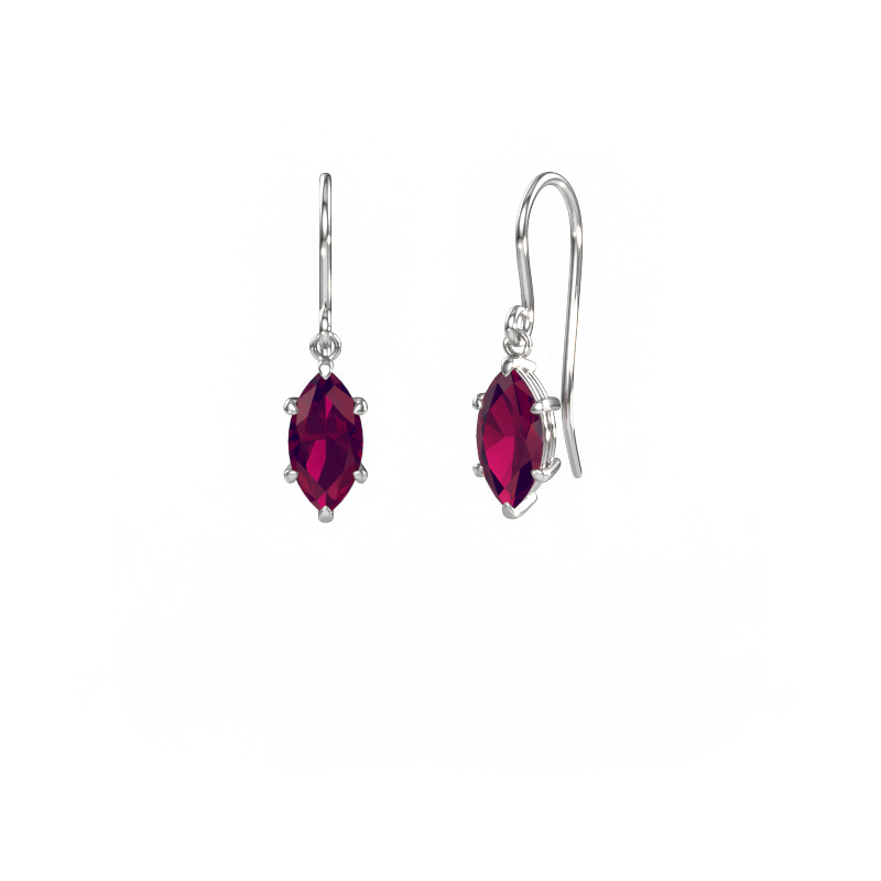 Image of Drop earrings Laurie MRQ 1 585 white gold Rhodolite 10x5 mm
