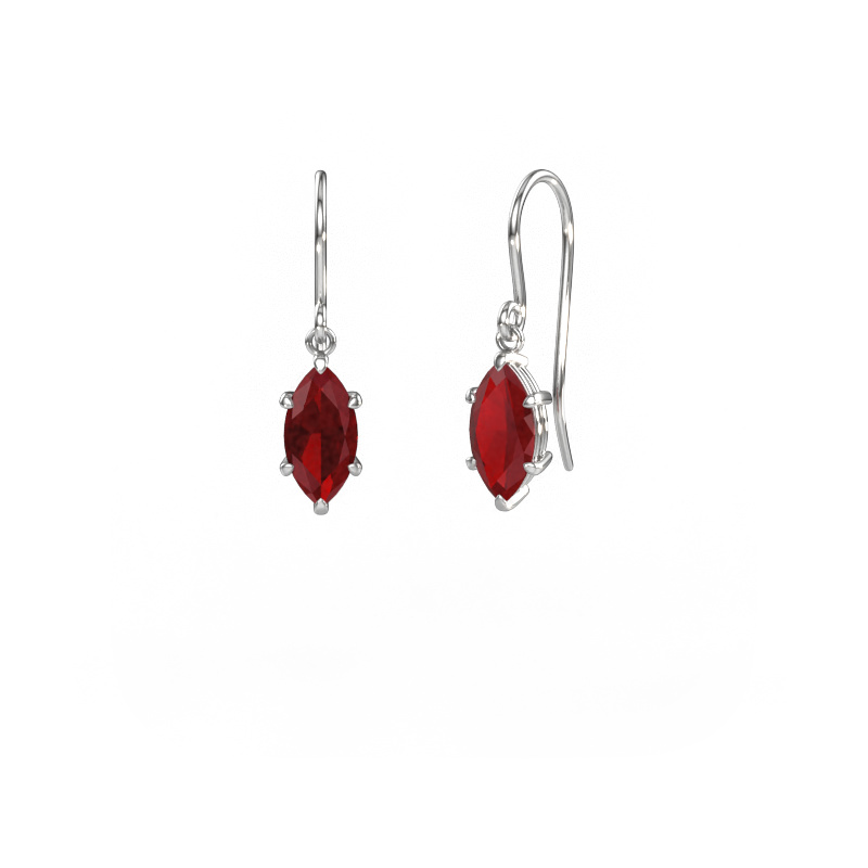 Image of Drop earrings Laurie MRQ 1 585 white gold Ruby 10x5 mm