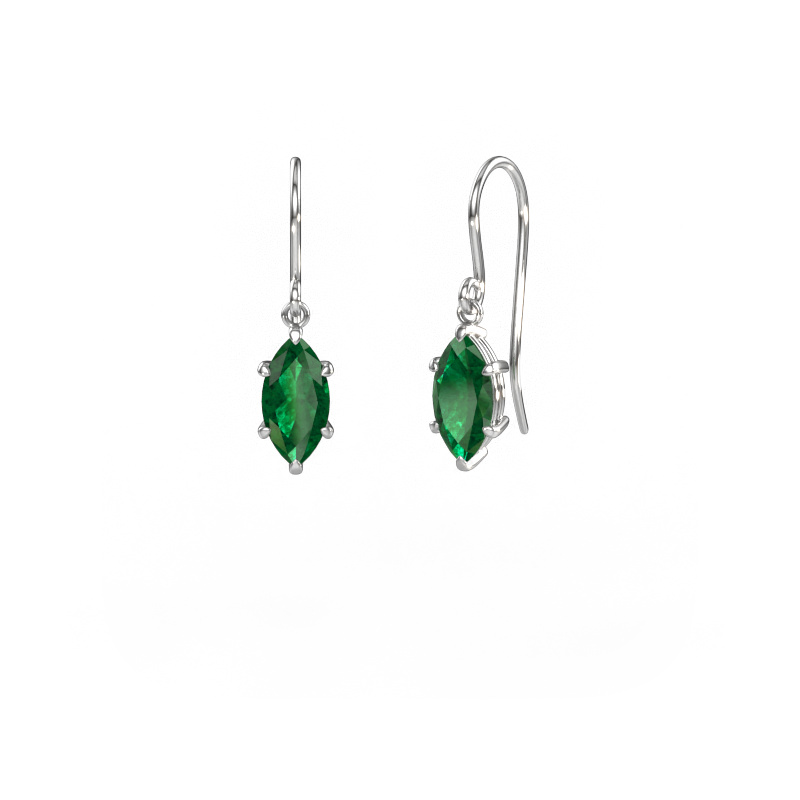 Image of Drop earrings Laurie MRQ 1 585 white gold Emerald 10x5 mm