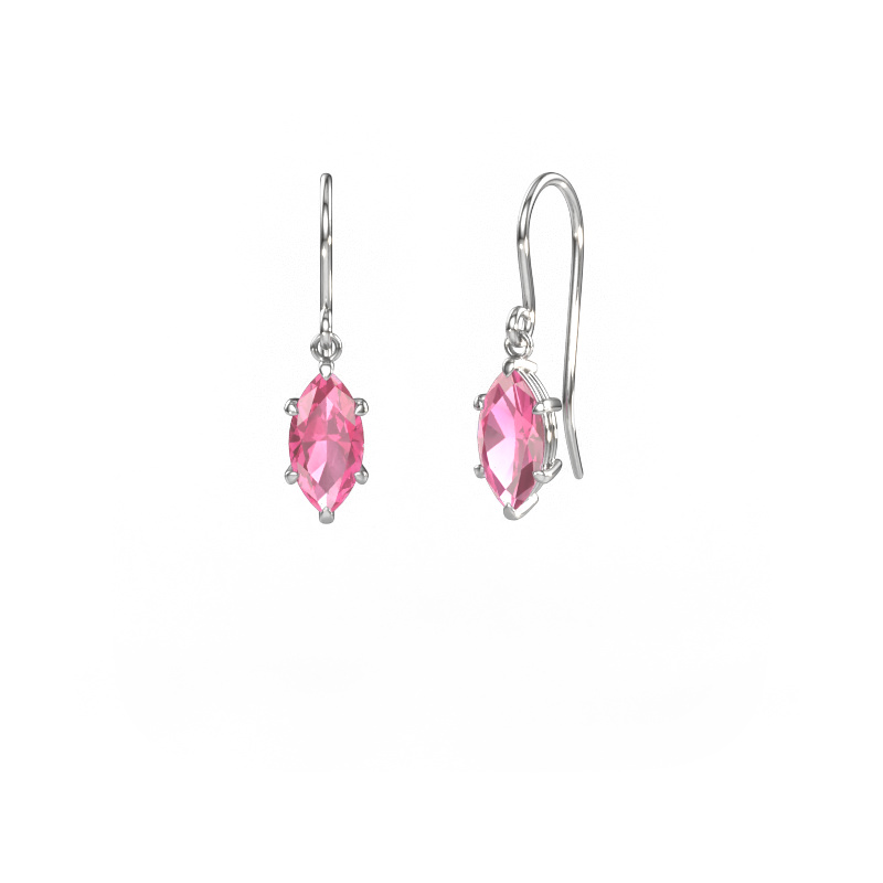 Image of Drop earrings Laurie MRQ 1 585 white gold Pink sapphire 10x5 mm