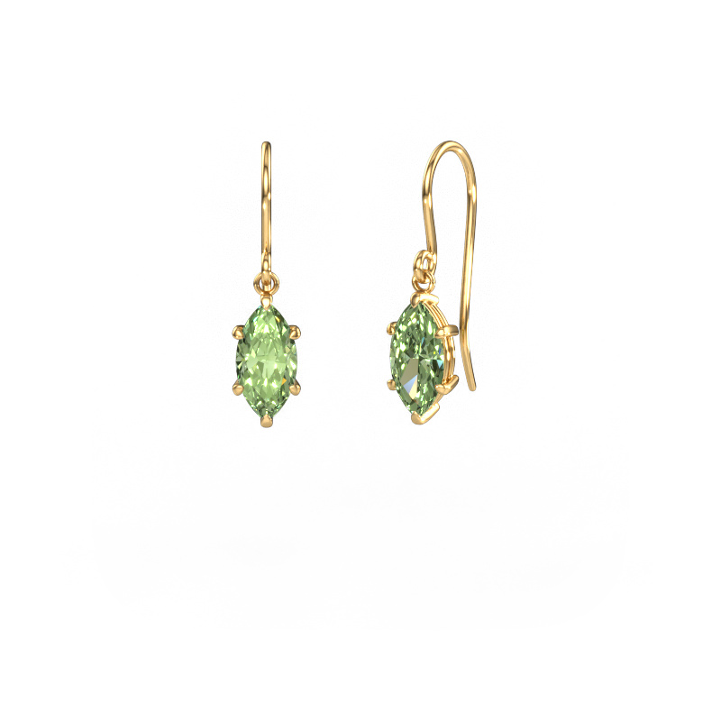 Image of Drop earrings Laurie MRQ 1 585 gold Green lab grown diamond 10x5 mm