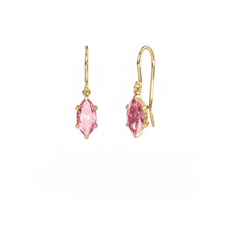 Image of Drop earrings Laurie MRQ 1 585 gold Pink lab grown diamond 10x5 mm