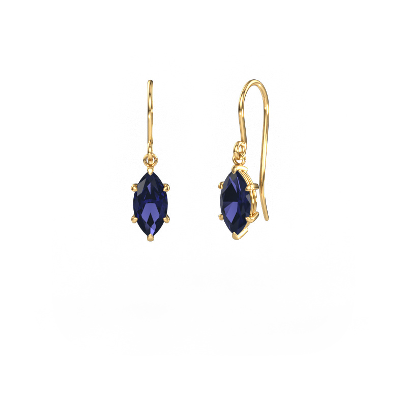 Image of Drop earrings Laurie MRQ 1 585 gold Sapphire 10x5 mm