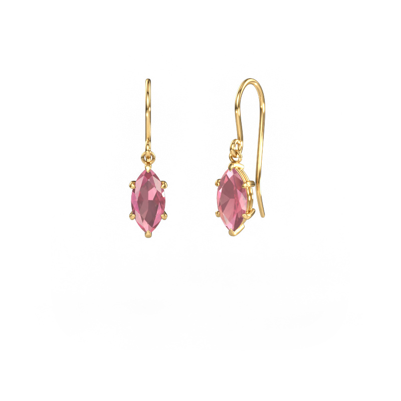 Image of Drop earrings Laurie MRQ 1 585 gold Tourmaline pink 10x5 mm