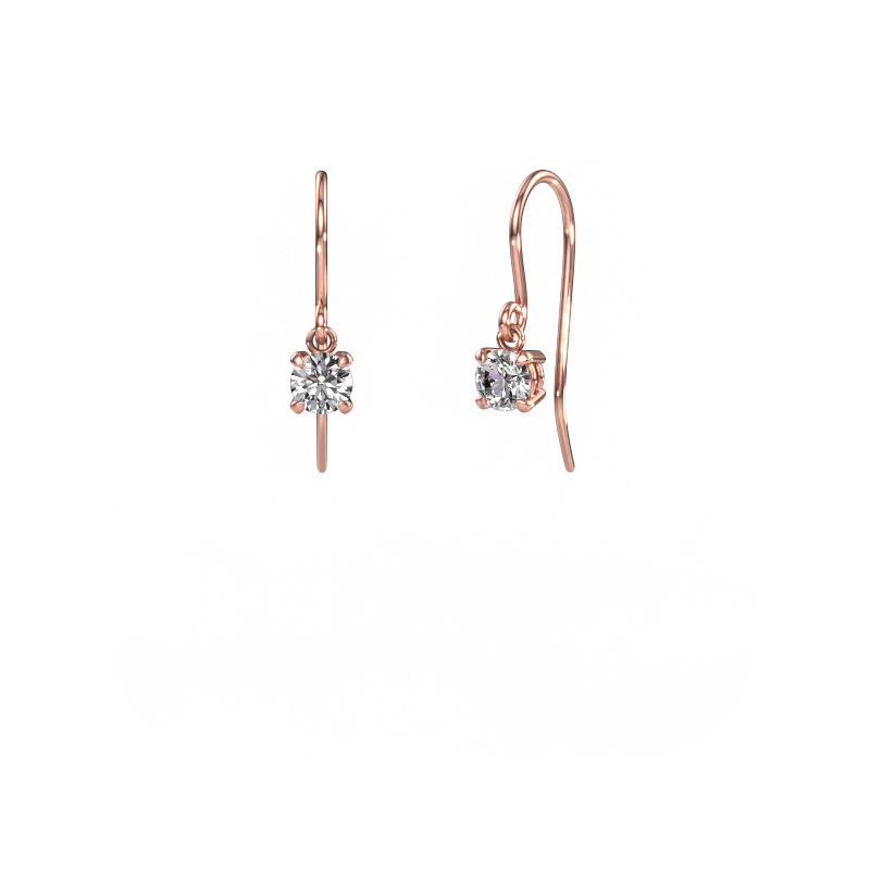 Image of Drop earrings Laurie RND 1 585 rose gold Diamond 0.60 crt