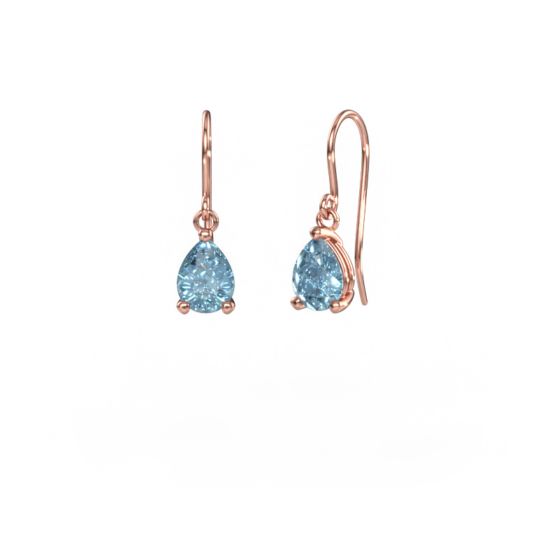 Image de Pendants d'oreilles Laurie PER 1 585 or rose Diamant synthétique bleu 8x6 mm