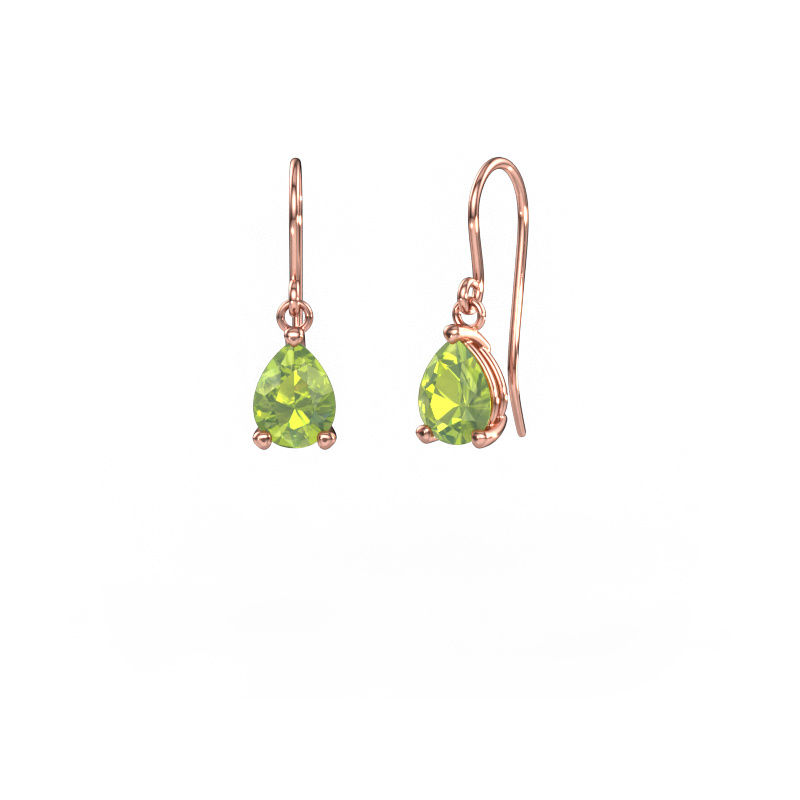 Image of Drop earrings Laurie PER 1 585 rose gold Peridot 8x6 mm