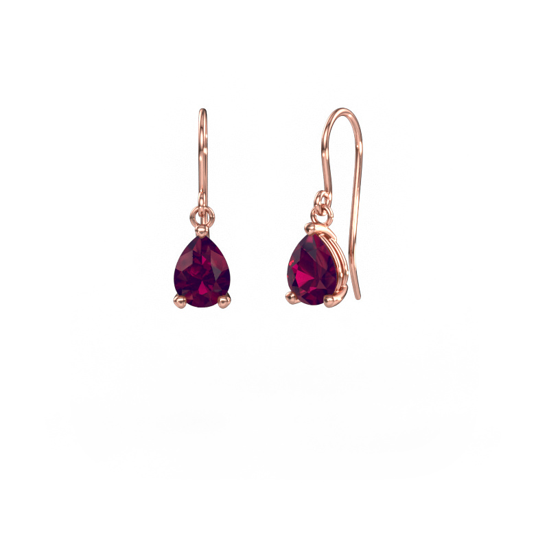 Image of Drop earrings Laurie PER 1 585 rose gold Rhodolite 8x6 mm