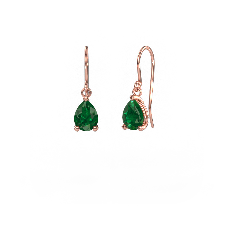 Image of Drop earrings Laurie PER 1 585 rose gold Emerald 8x6 mm
