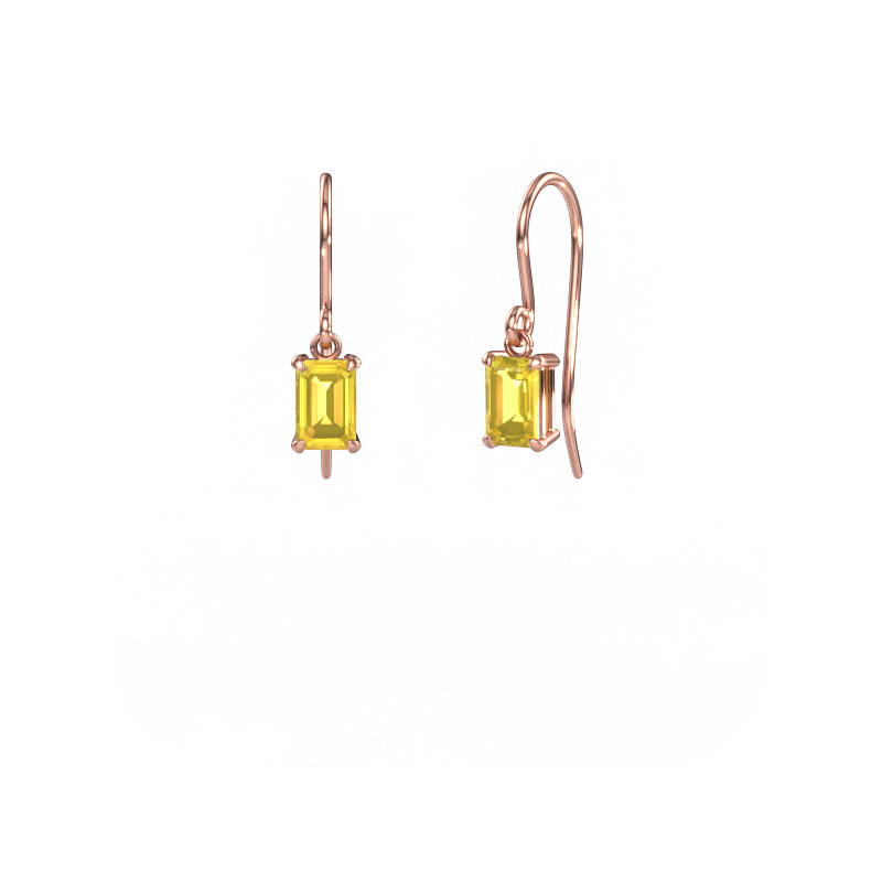 Image of Drop earrings Laurie EME 1 585 rose gold Yellow sapphire 7x5 mm