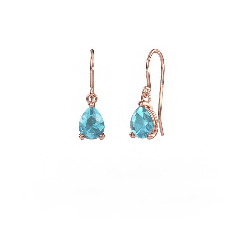 Image of Drop earrings Laurie PER 1 585 rose gold Blue topaz 8x6 mm