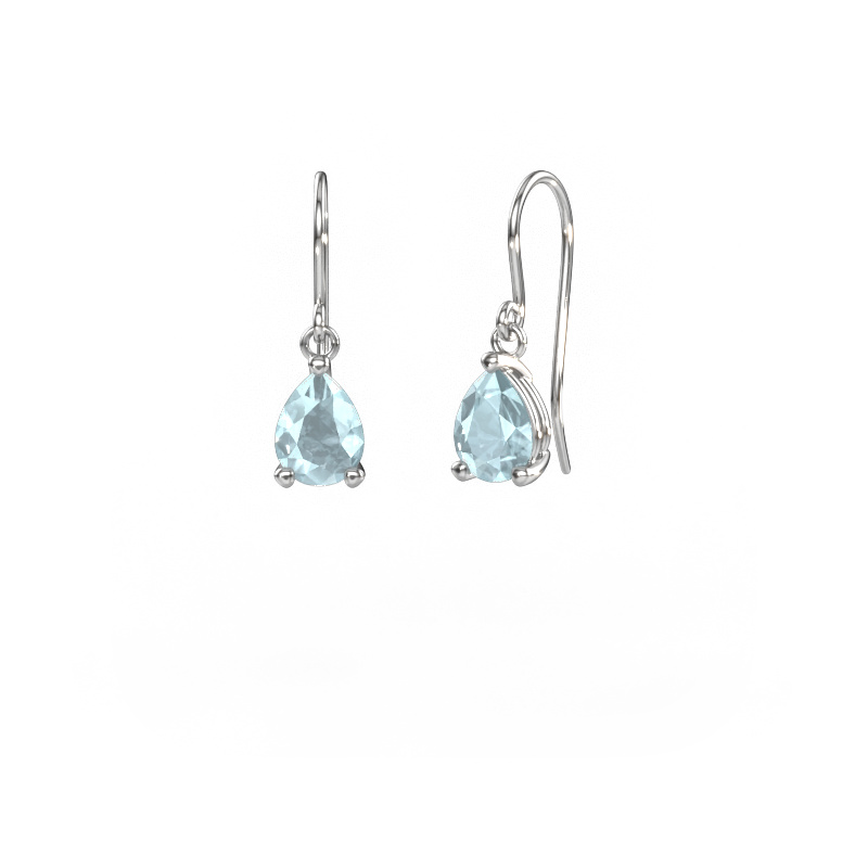 Image of Drop earrings Laurie PER 1 585 white gold Aquamarine 8x6 mm