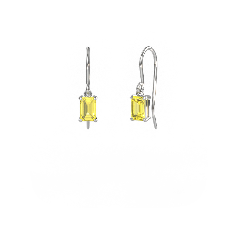 Image of Drop earrings Laurie EME 1 950 platinum Yellow lab grown diamond 7x5 mm