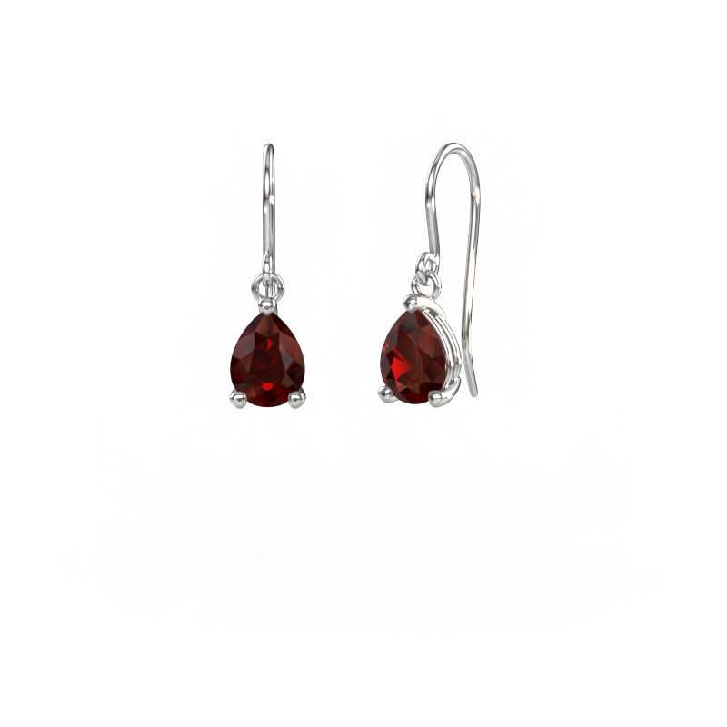 Image of Drop earrings Laurie PER 1 585 white gold Garnet 8x6 mm