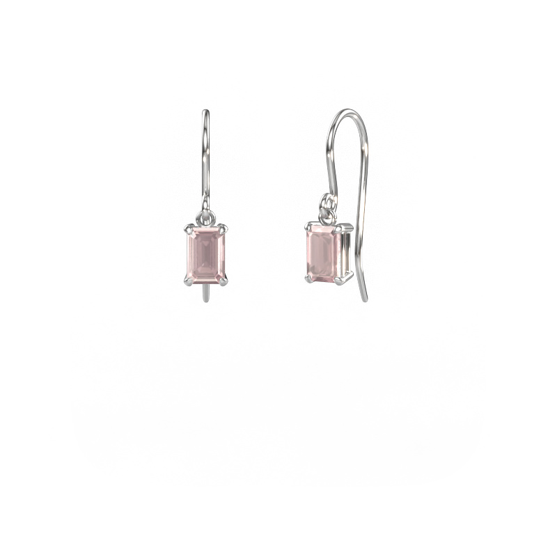 Image of Drop earrings Laurie EME 1 585 white gold Morganite champagne 7x5 mm