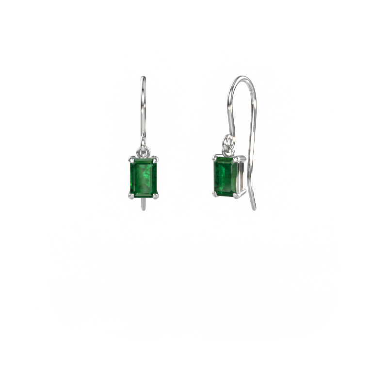 Image of Drop earrings Laurie EME 1 585 white gold Emerald 7x5 mm