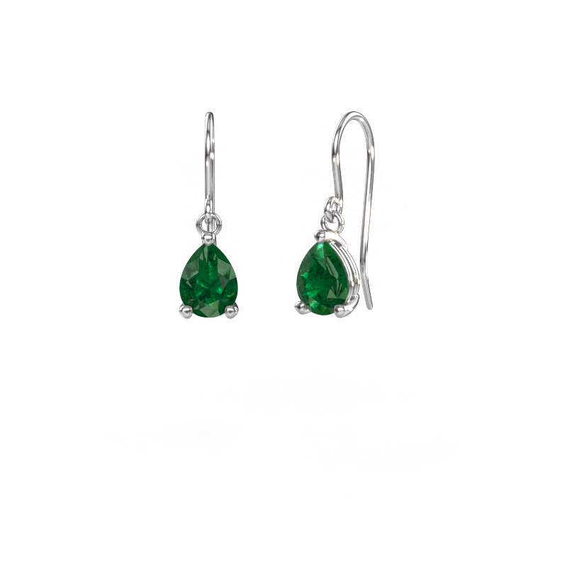 Image of Drop earrings Laurie PER 1 585 white gold Emerald 8x6 mm