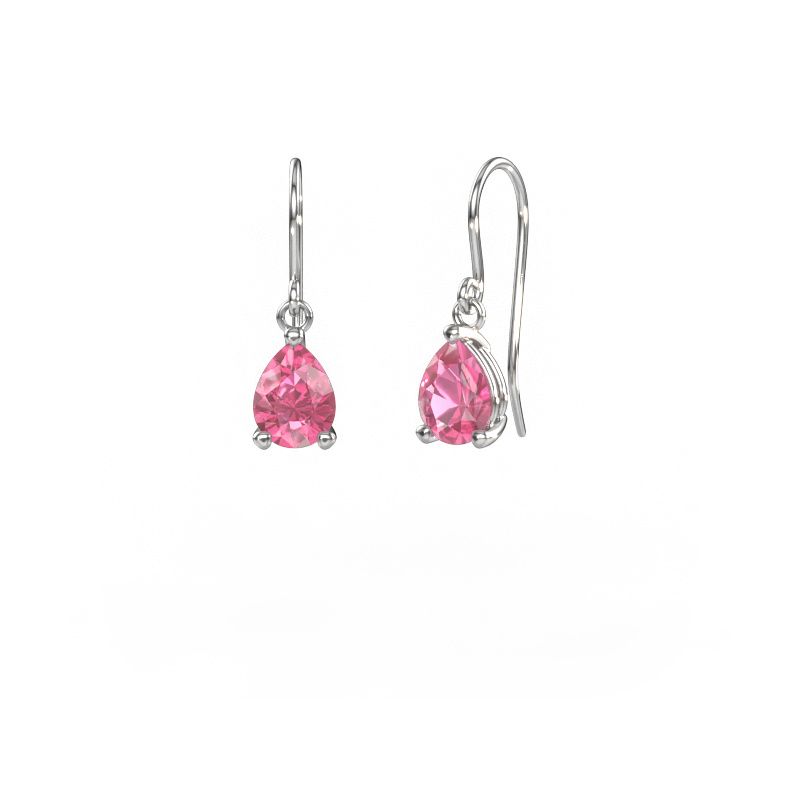 Image de Pendants d'oreilles Laurie PER 1 585 or blanc Saphir rose 8x6 mm