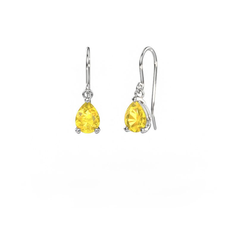 Image de Pendants d'oreilles Laurie PER 1 585 or blanc Saphir jaune 8x6 mm
