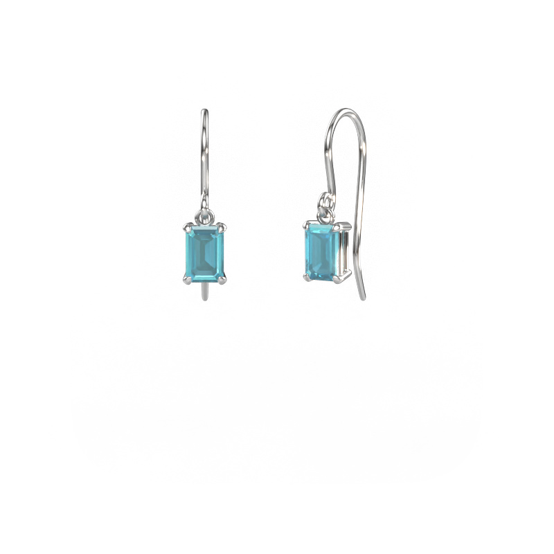 Image of Drop earrings Laurie EME 1 950 platinum Blue topaz 7x5 mm