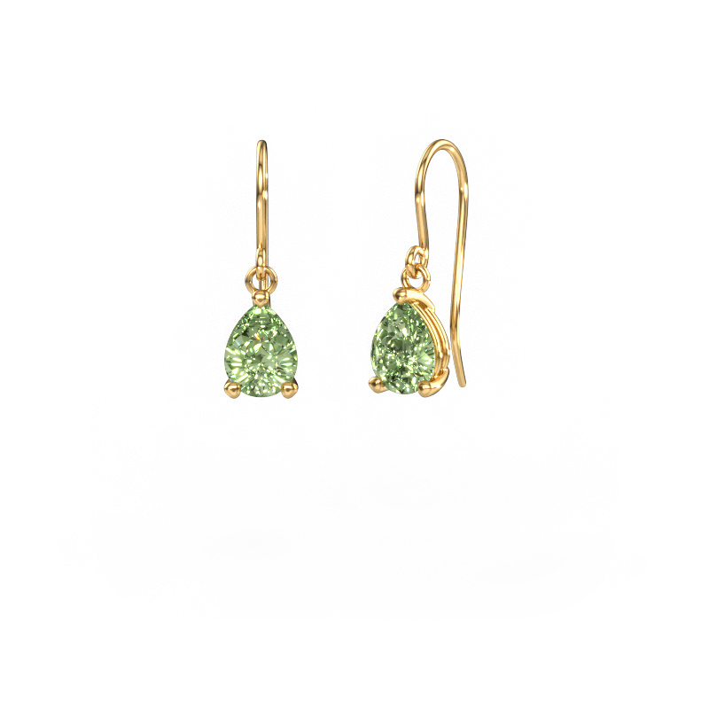 Image of Drop earrings Laurie PER 1 585 gold Green lab grown diamond 8x6 mm