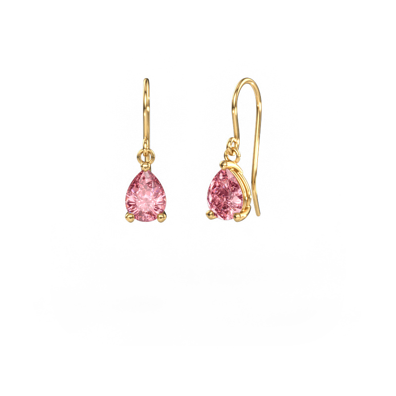 Image of Drop earrings Laurie PER 1 585 gold Pink lab grown diamond 8x6 mm