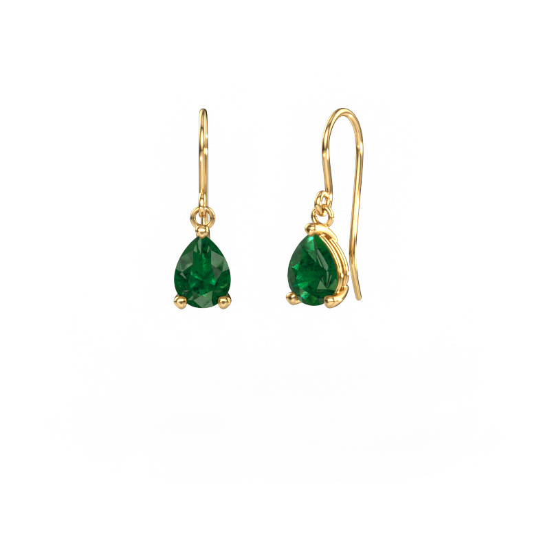 Image of Drop earrings Laurie PER 1 585 gold Emerald 8x6 mm