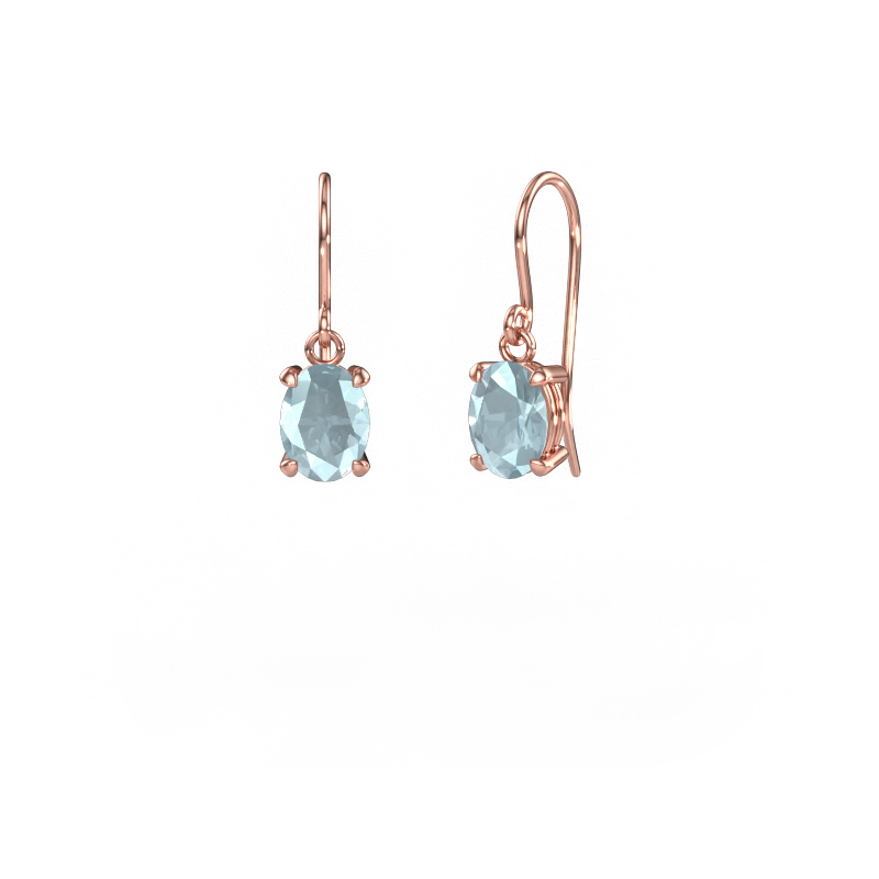 Image of Drop earrings Laurie OVL 1 585 rose gold Aquamarine 8x6 mm
