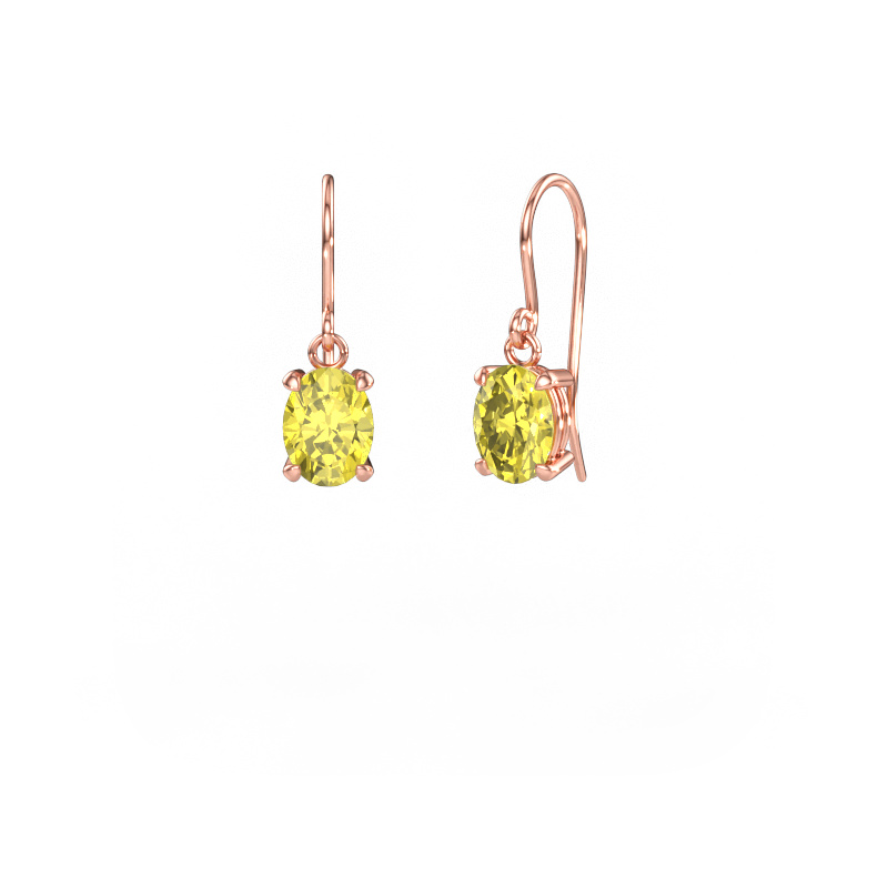 Immagine di Orecchini pendenti Laurie OVL 1 585 oro rosa Diamante lab grown giallo 8x6 mm