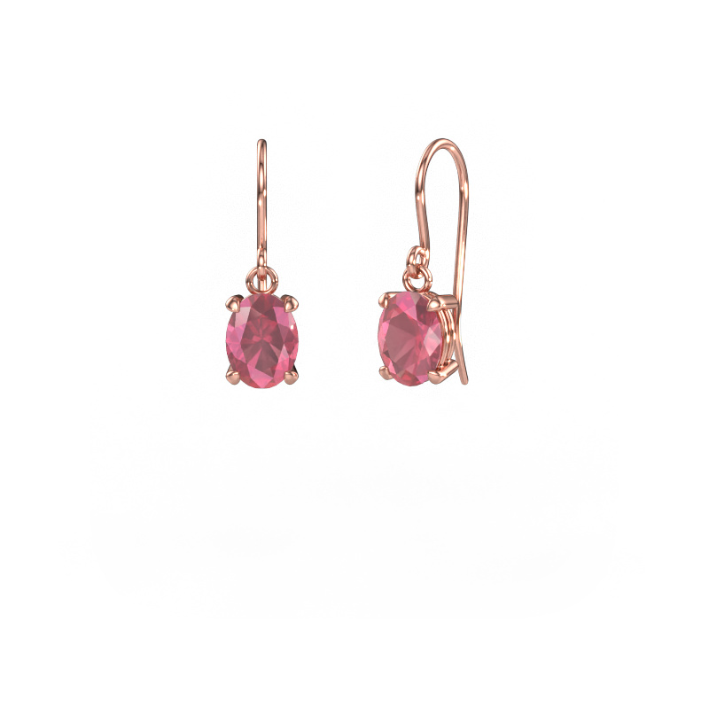 Image de Pendants d'oreilles Laurie OVL 1 585 or rose Rose tourmaline 8x6 mm