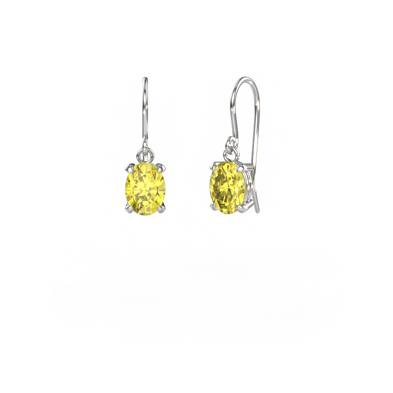 Image of Drop earrings Laurie OVL 1 950 platinum Yellow lab grown diamond 8x6 mm